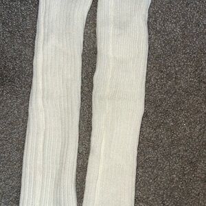 White Ribbed Leg Warmers